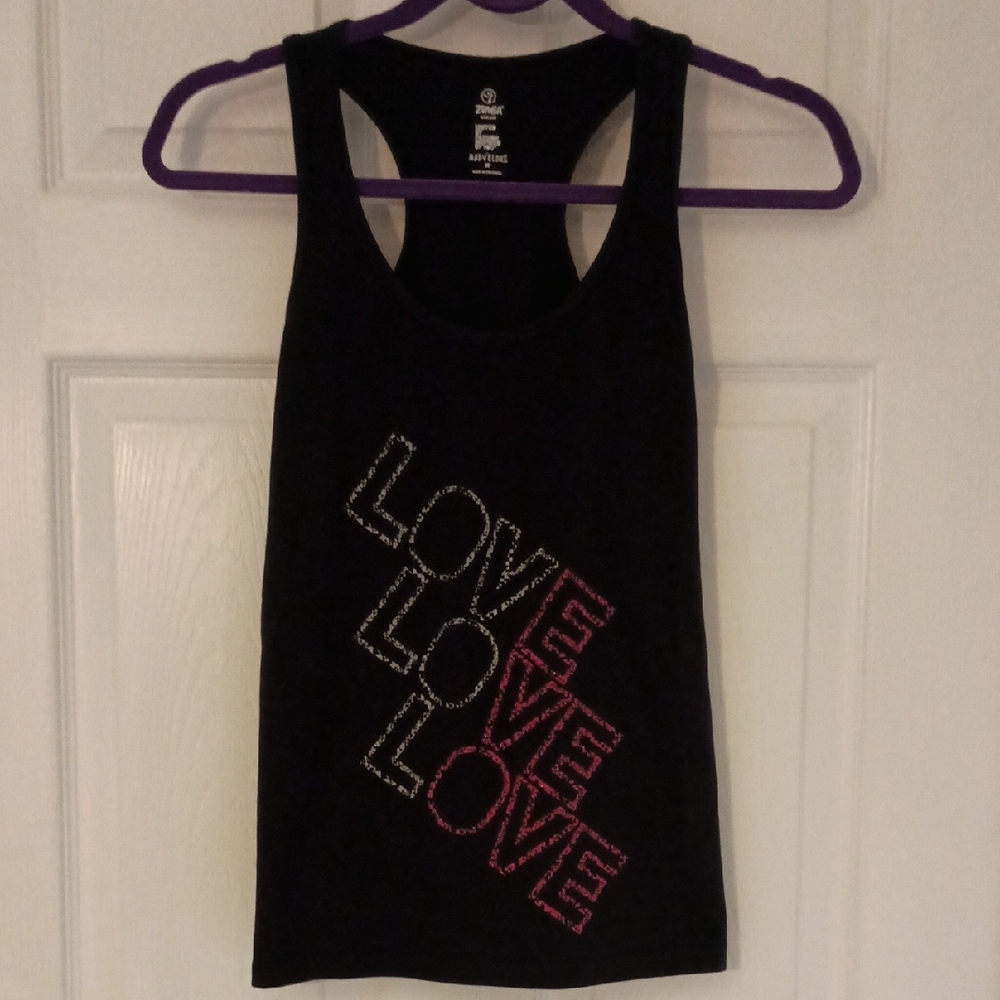 Black Tank Top with Love Graphic